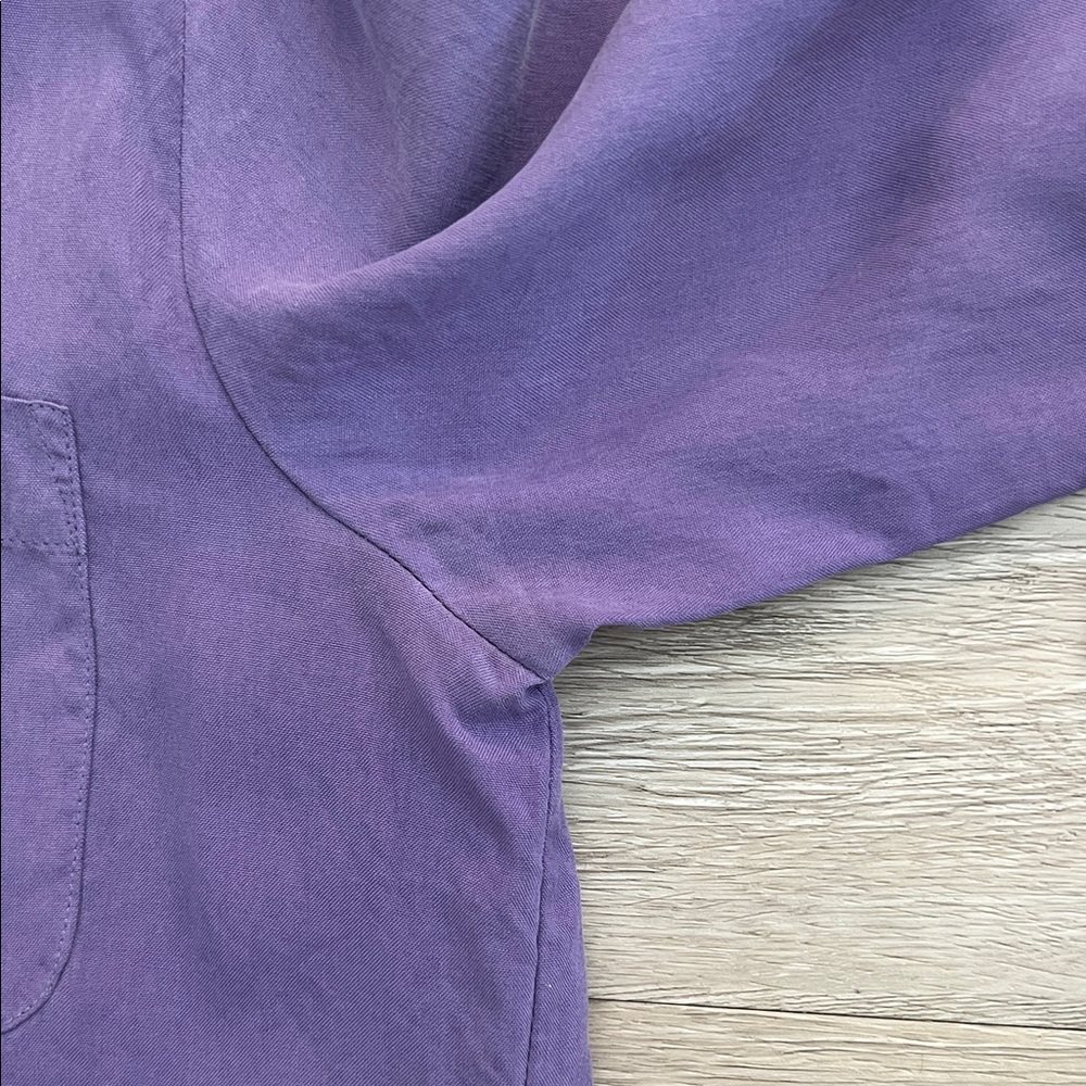 Notations Purple Button Down Shirt Patch Pockets … - image 8